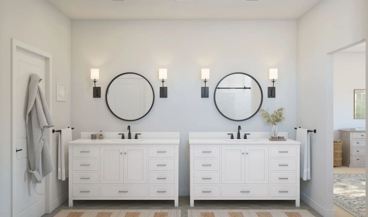 Primary bath with dual vanities