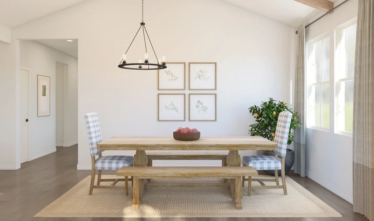 Dining area with vaulted ceiling