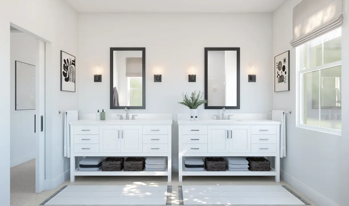 Primary bath with dual vanities