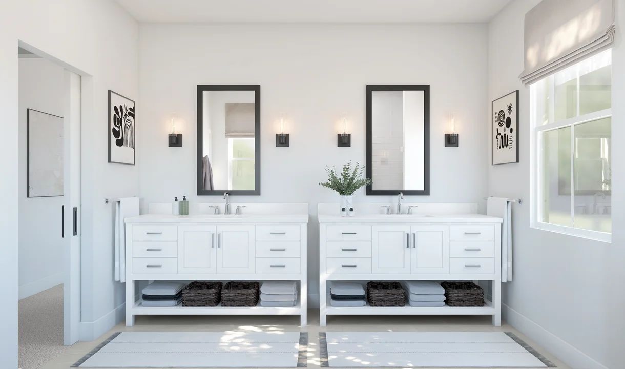 Primary bath with dual vanities