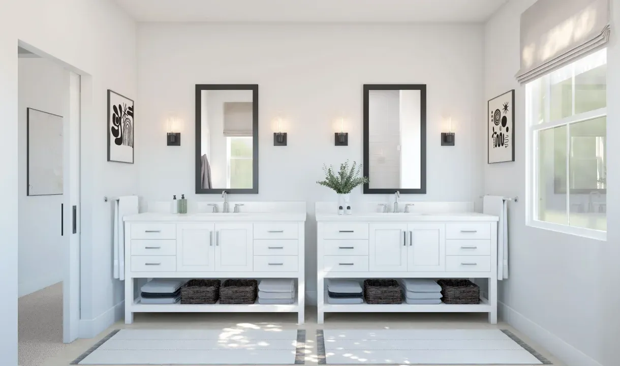 Primary bath with dual vanities