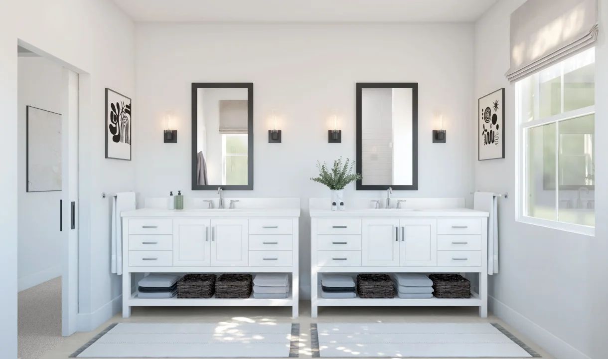 Primary bath with dual vanities