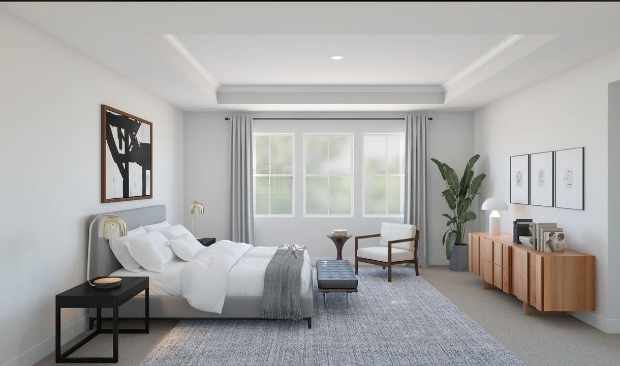 Primary suite with ceiling treatment
