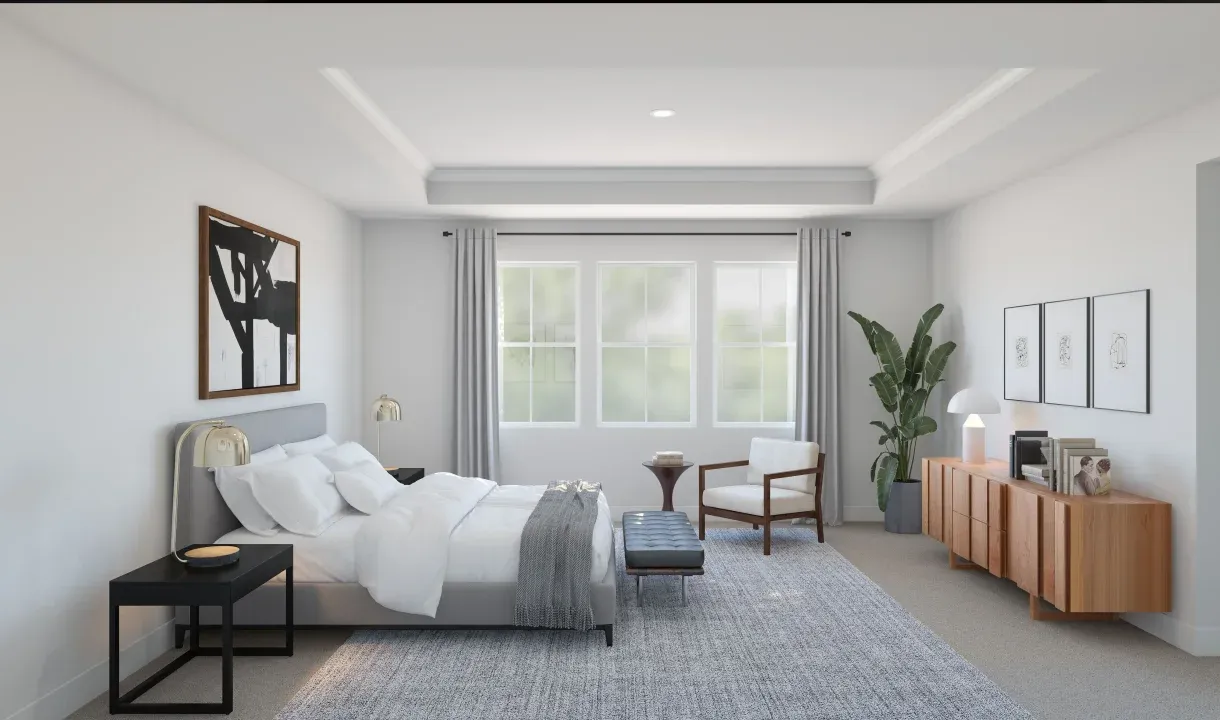 Primary suite with ceiling treatment