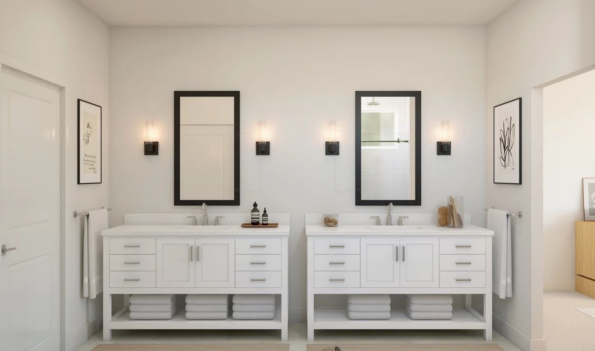 Primary bath with dual vanities