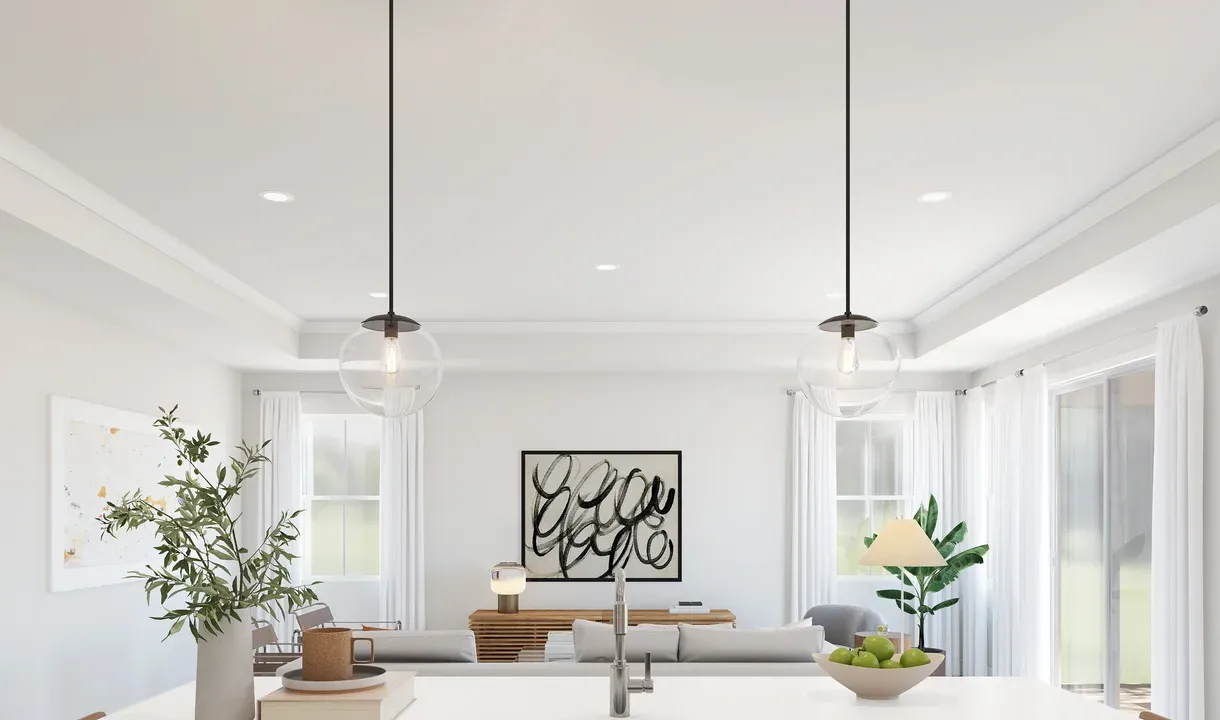 Ceiling treatment throughout main living area