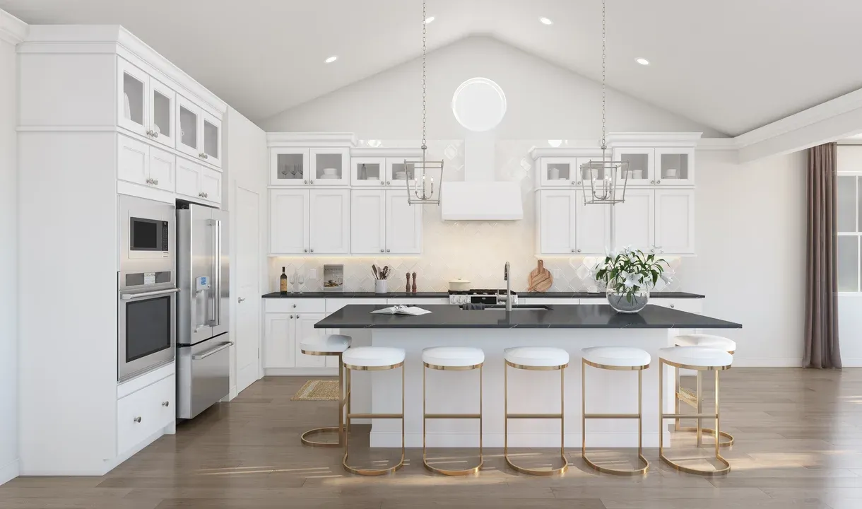 Kitchen with center island and pendant lighting