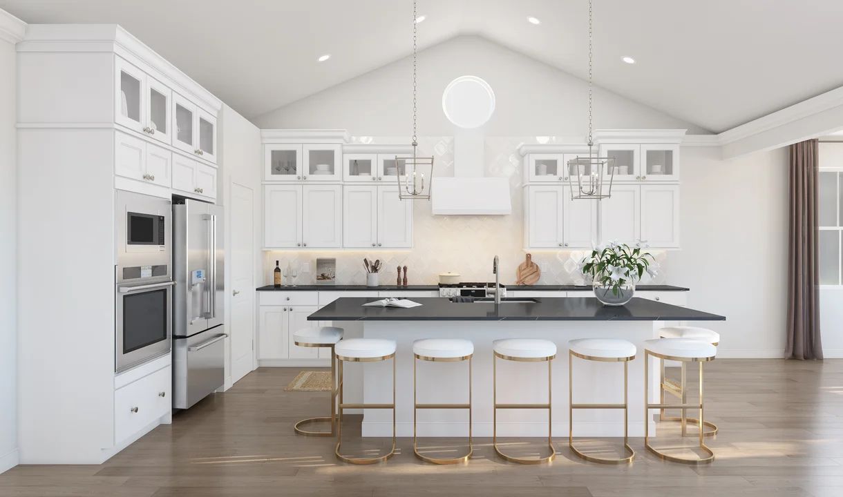 Kitchen with center island and pendant lighting