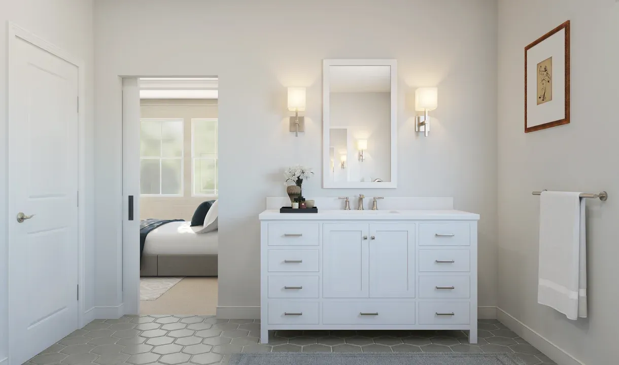 Freestanding vanities in primary bath