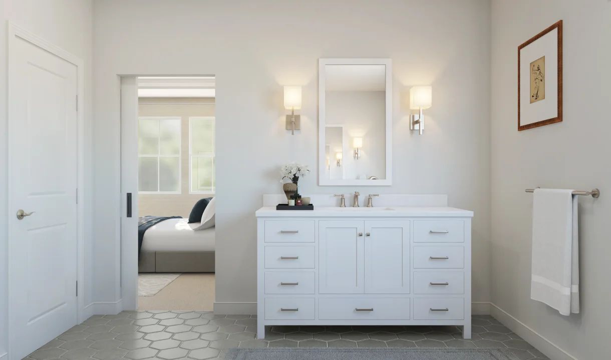 Freestanding vanities in primary bath