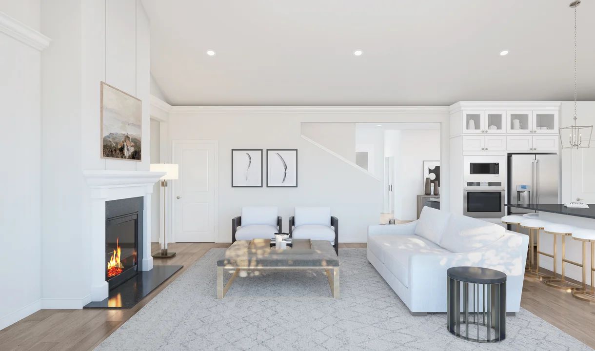Great room with vaulted ceiling