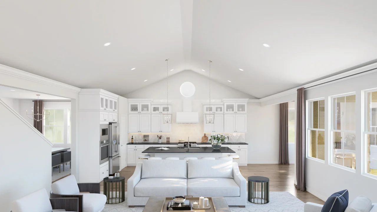 Vaulted ceiling in main living area
