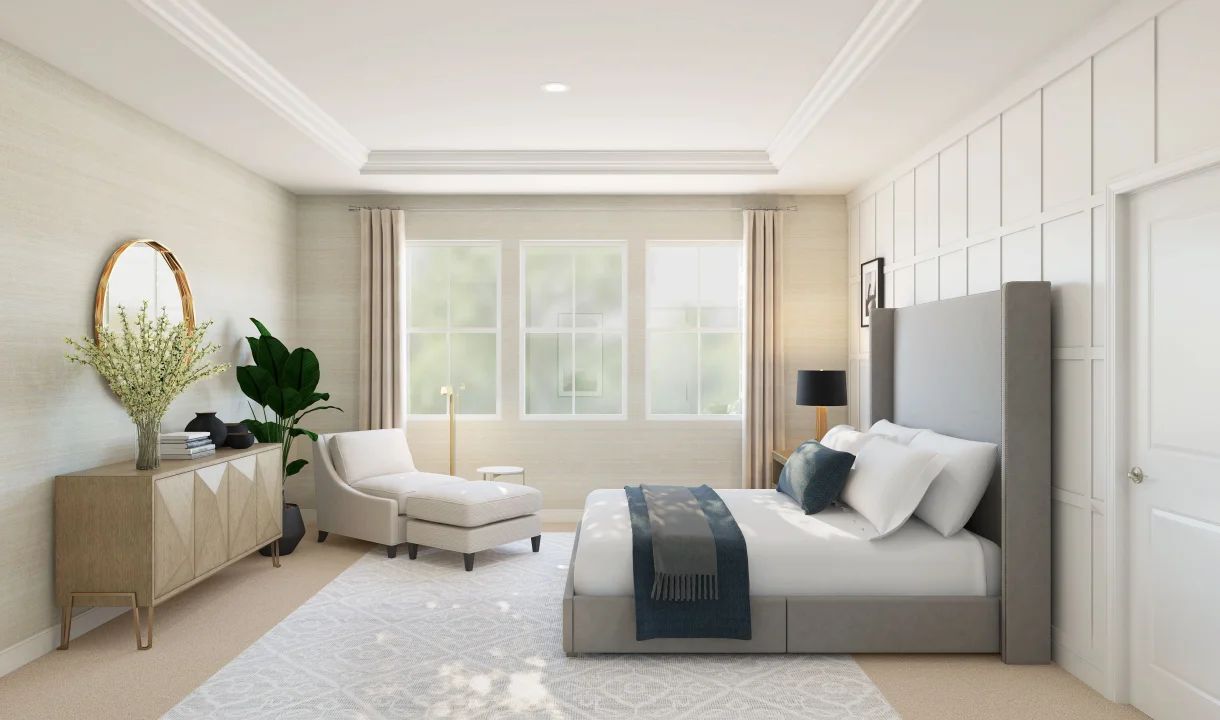 Primary suite with decorative feature wall