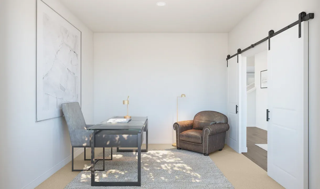 Home office with barn doors