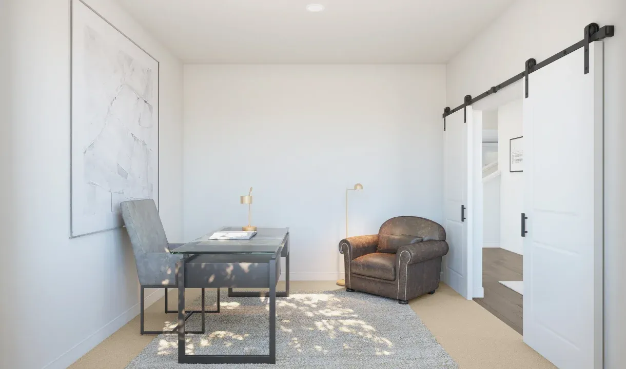 Home office with barn doors