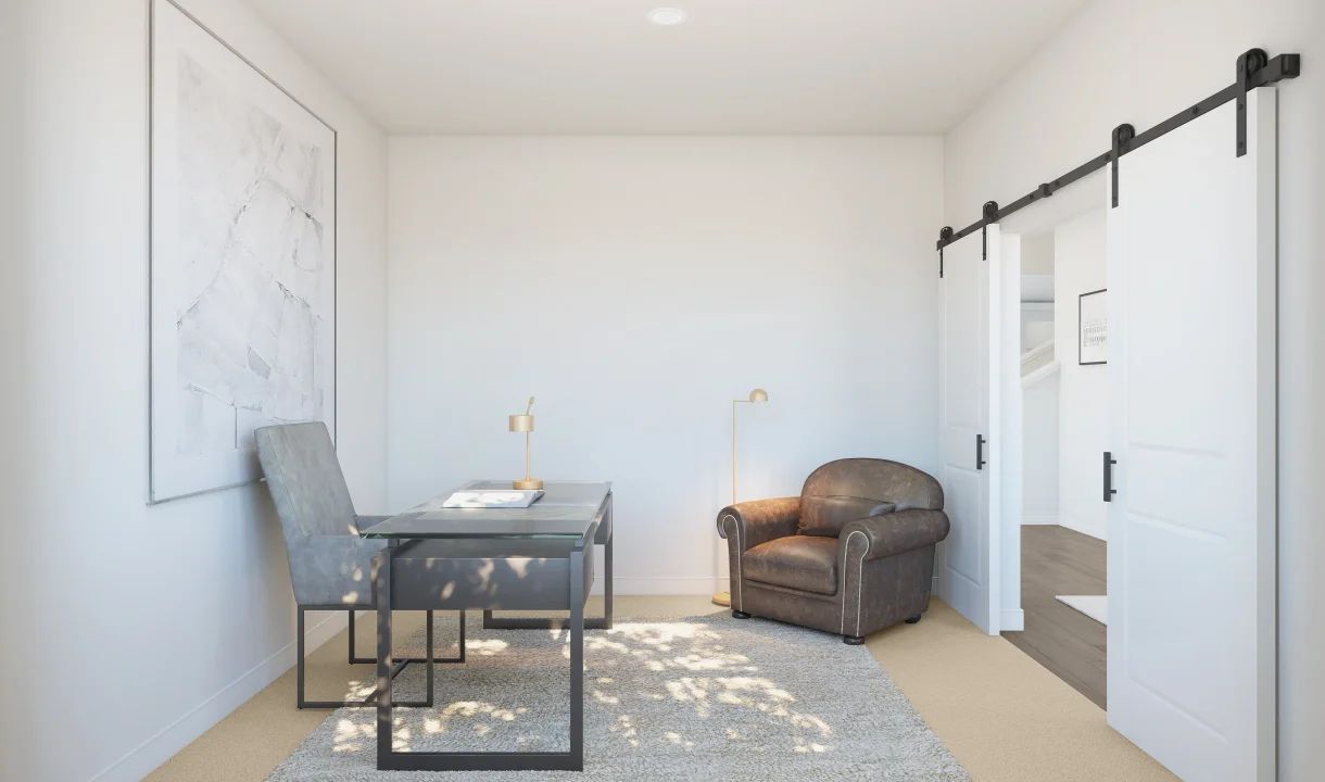 Home office with barn doors