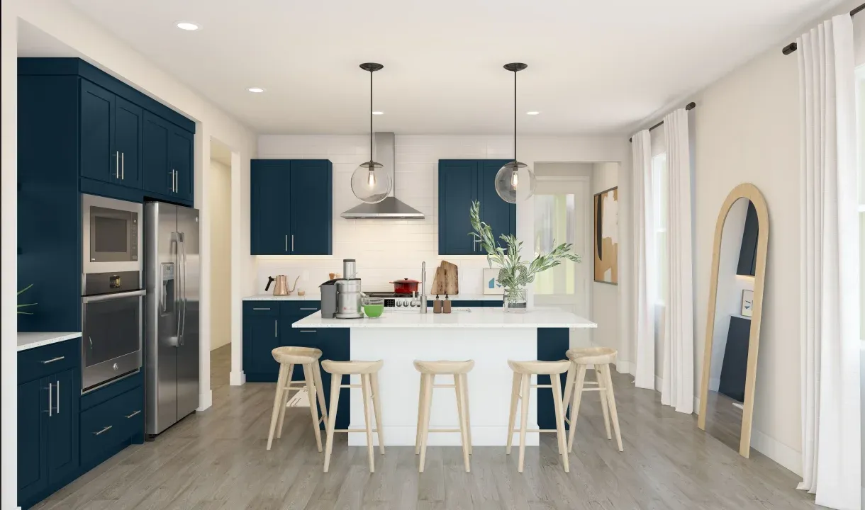 Kitchen with center island and pendant lighting