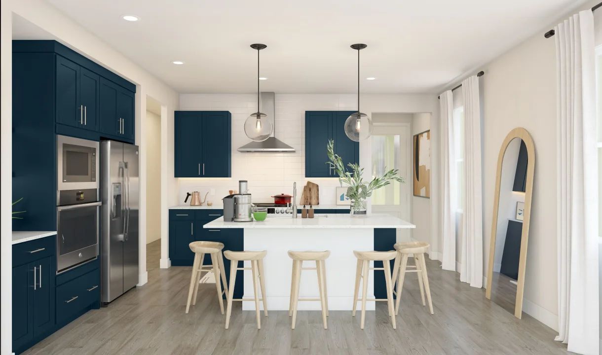Kitchen with center island and pendant lighting
