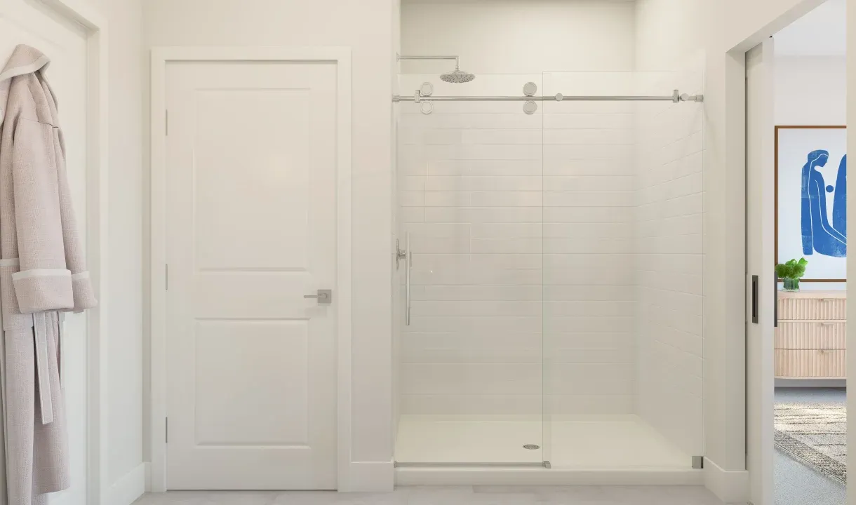 Glass shower enclosure in primary bath