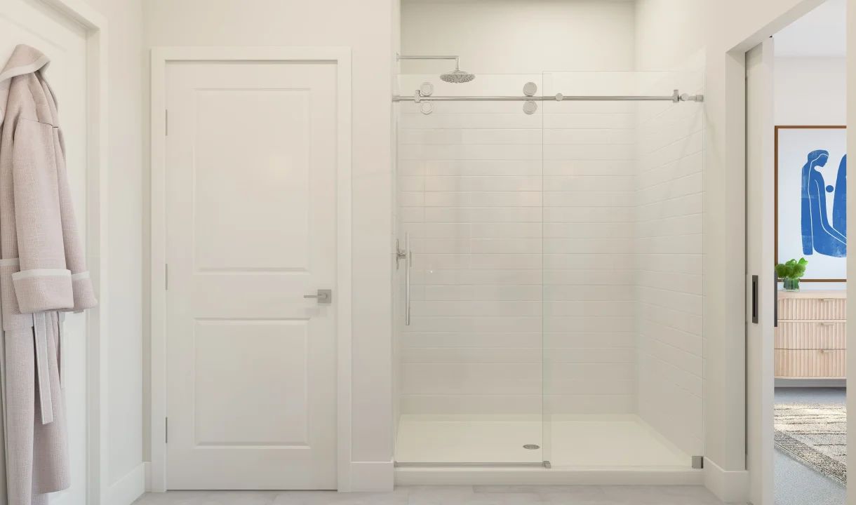 Glass shower enclosure in primary bath