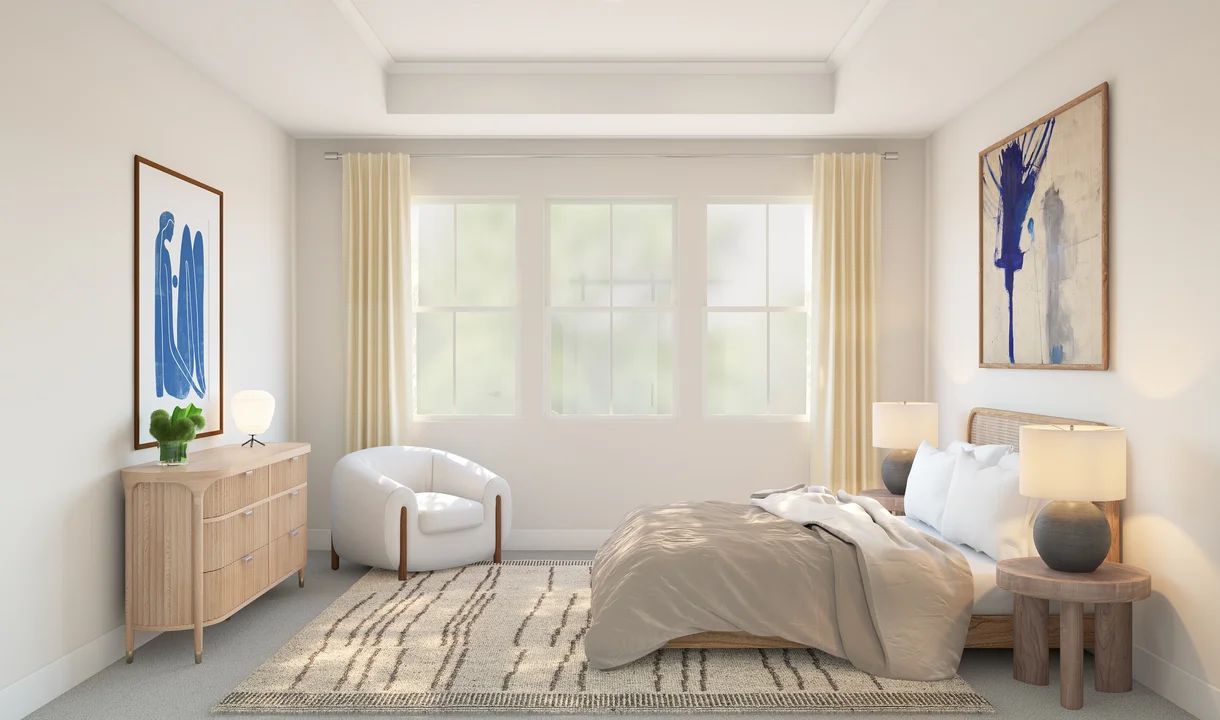 Primary suite with decorative feature wall