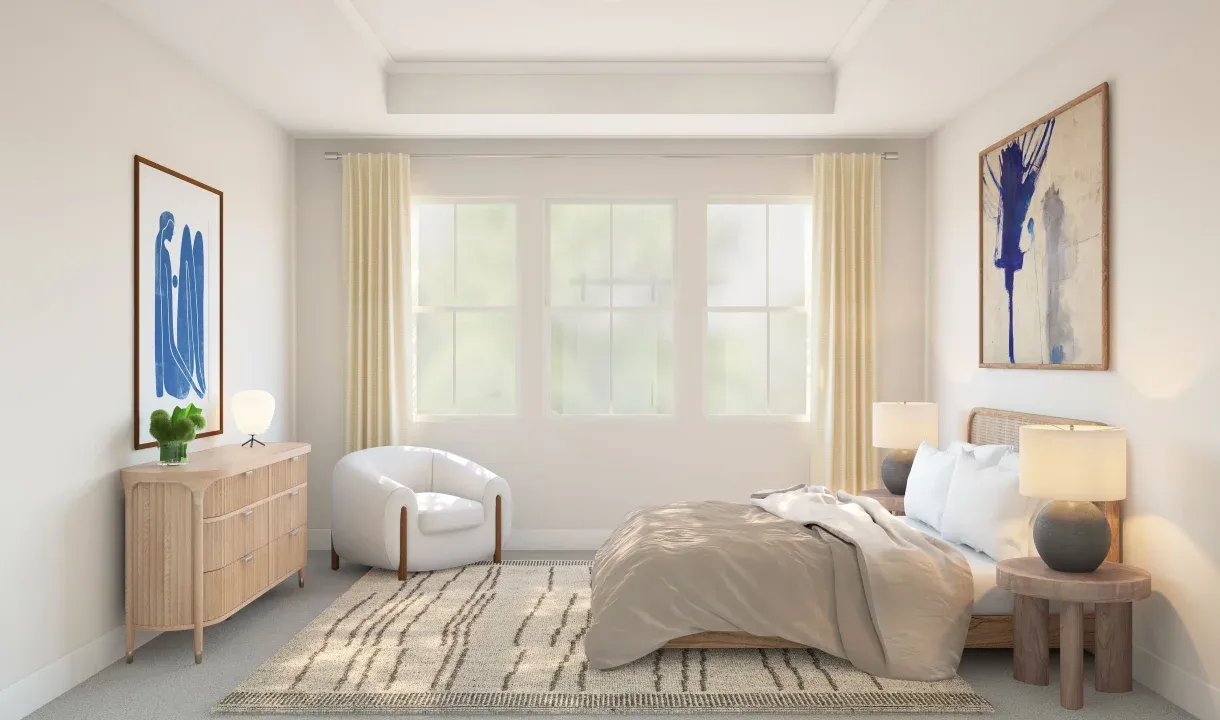 Primary suite with decorative feature wall