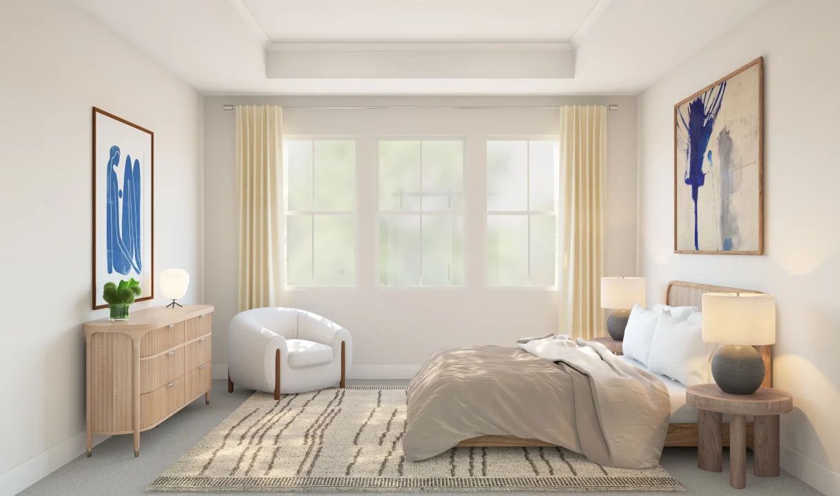 Primary suite with decorative feature wall