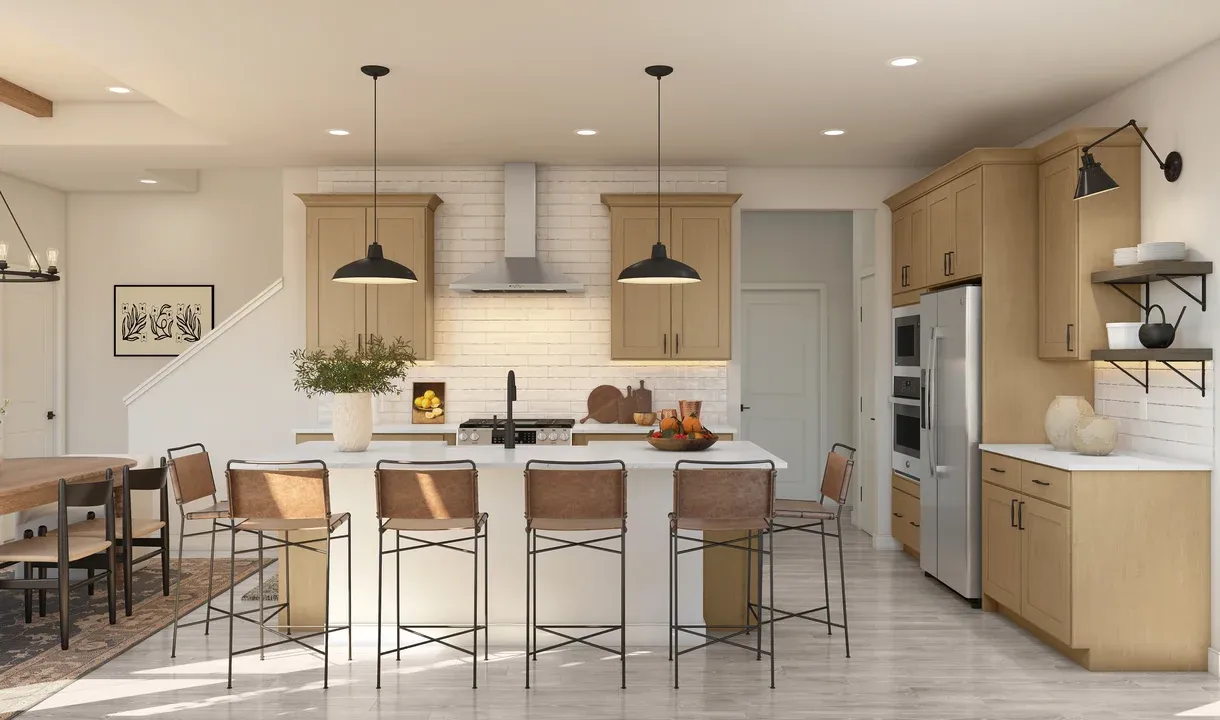 Kitchen with pendant lights