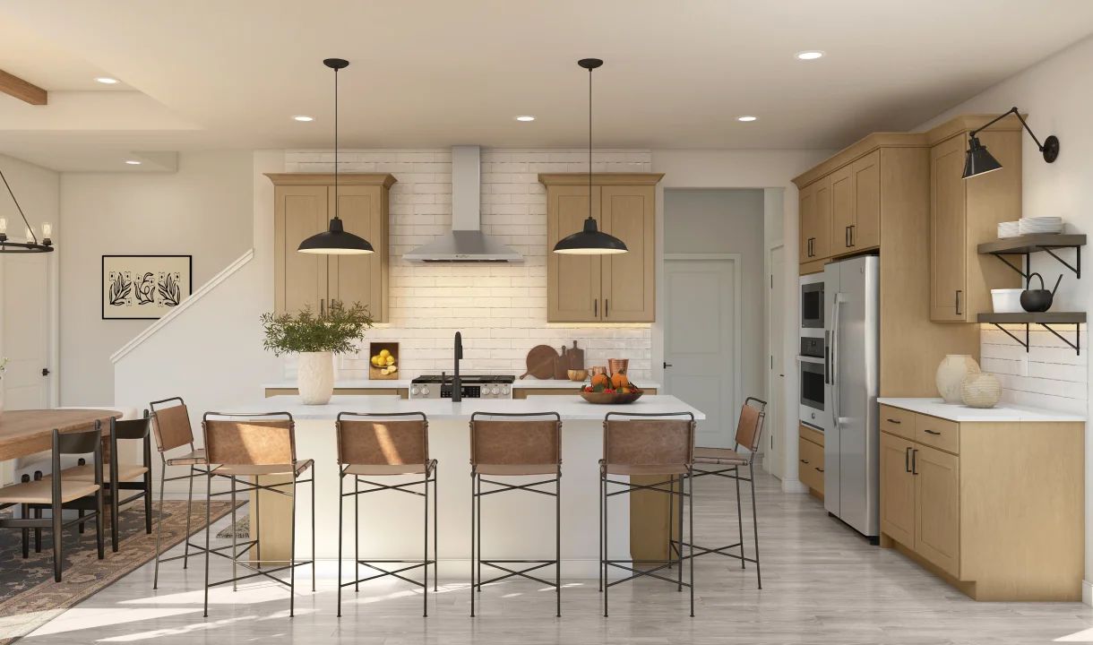 Kitchen with pendant lights