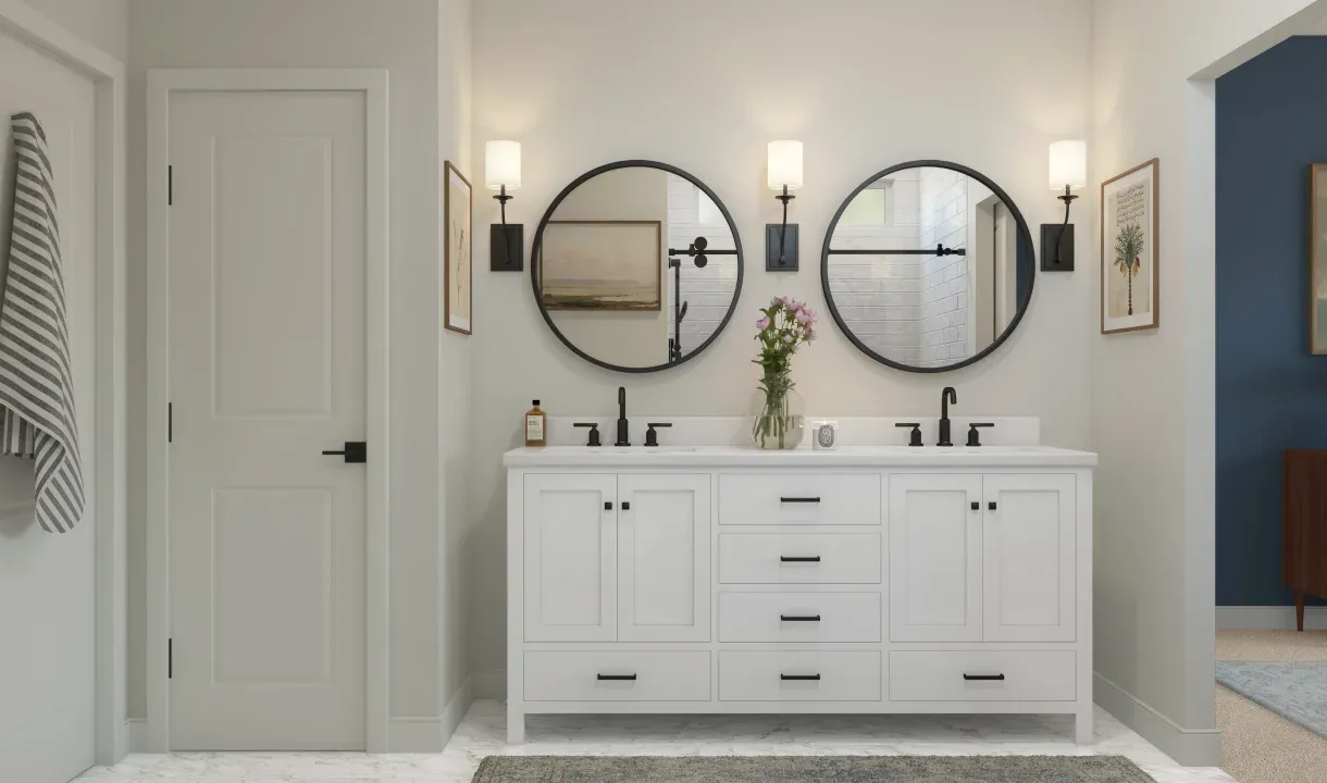 Primary bath with dual sinks