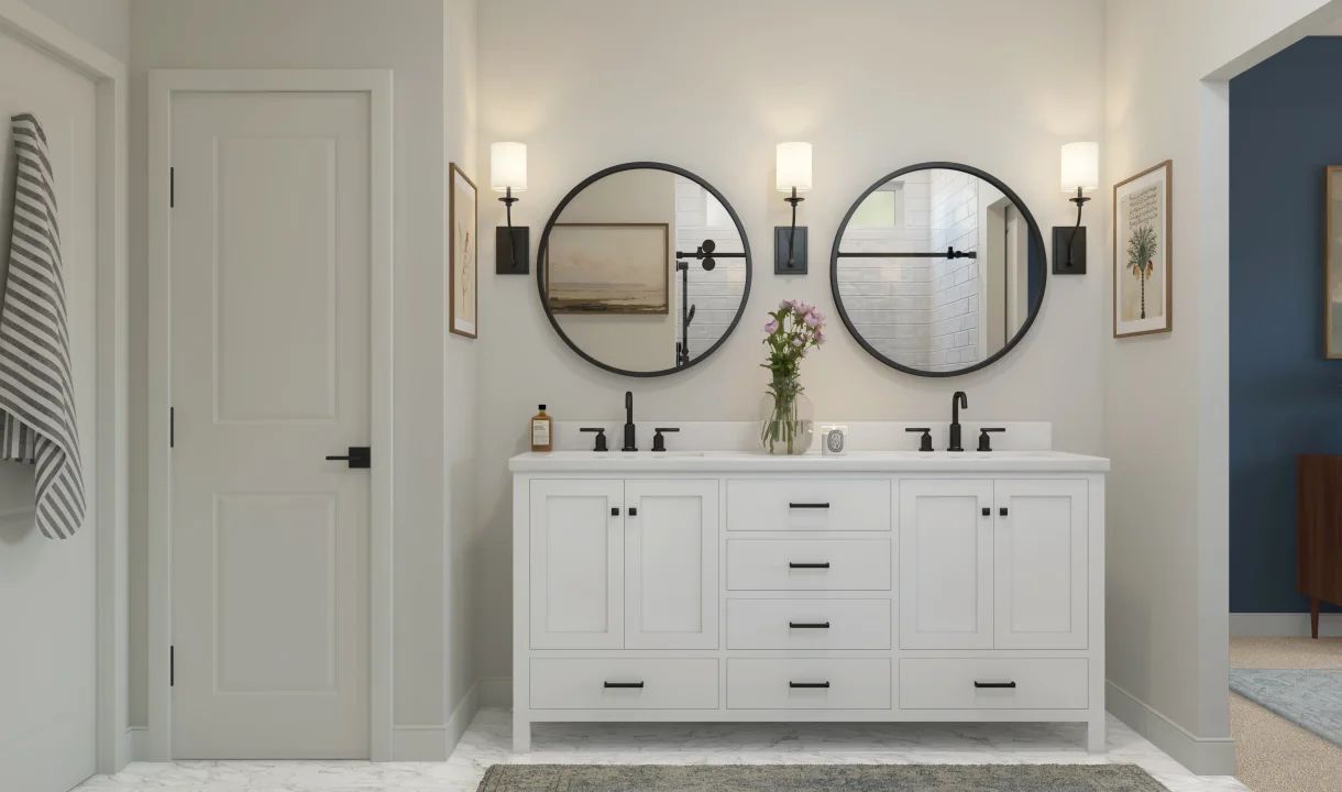 Primary bath with dual sinks