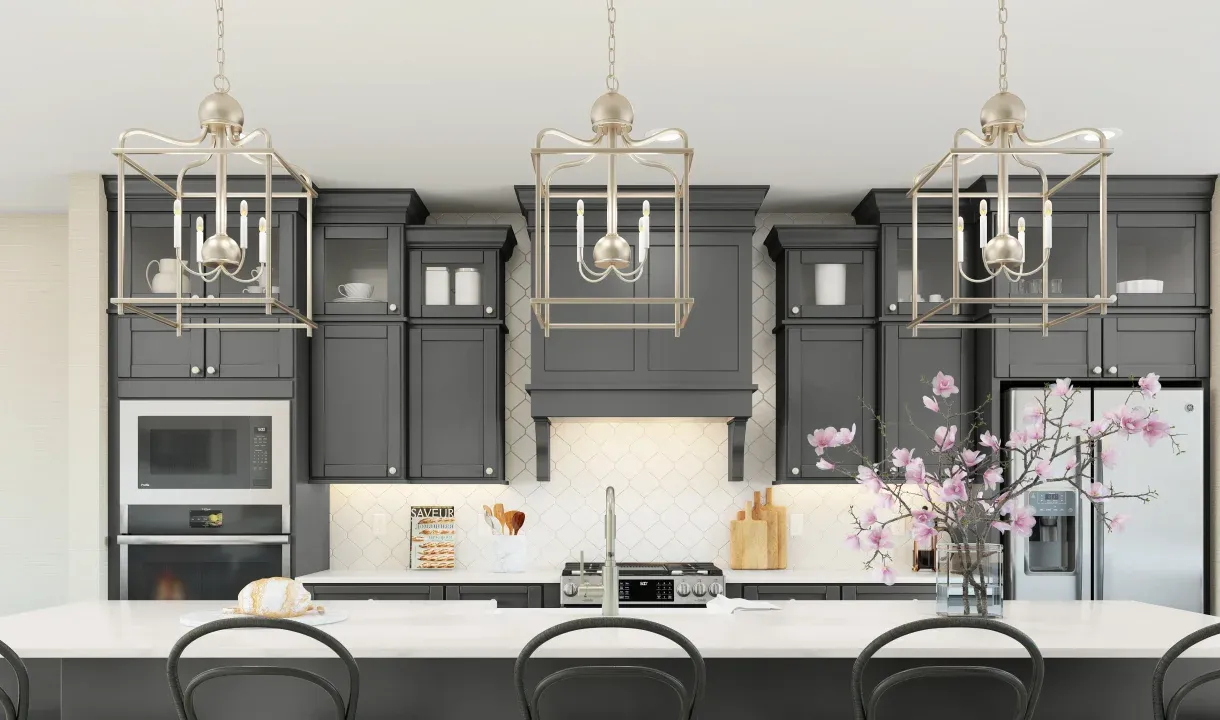 Kitchen with pendant lighting