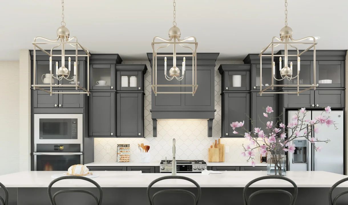 Kitchen with pendant lighting