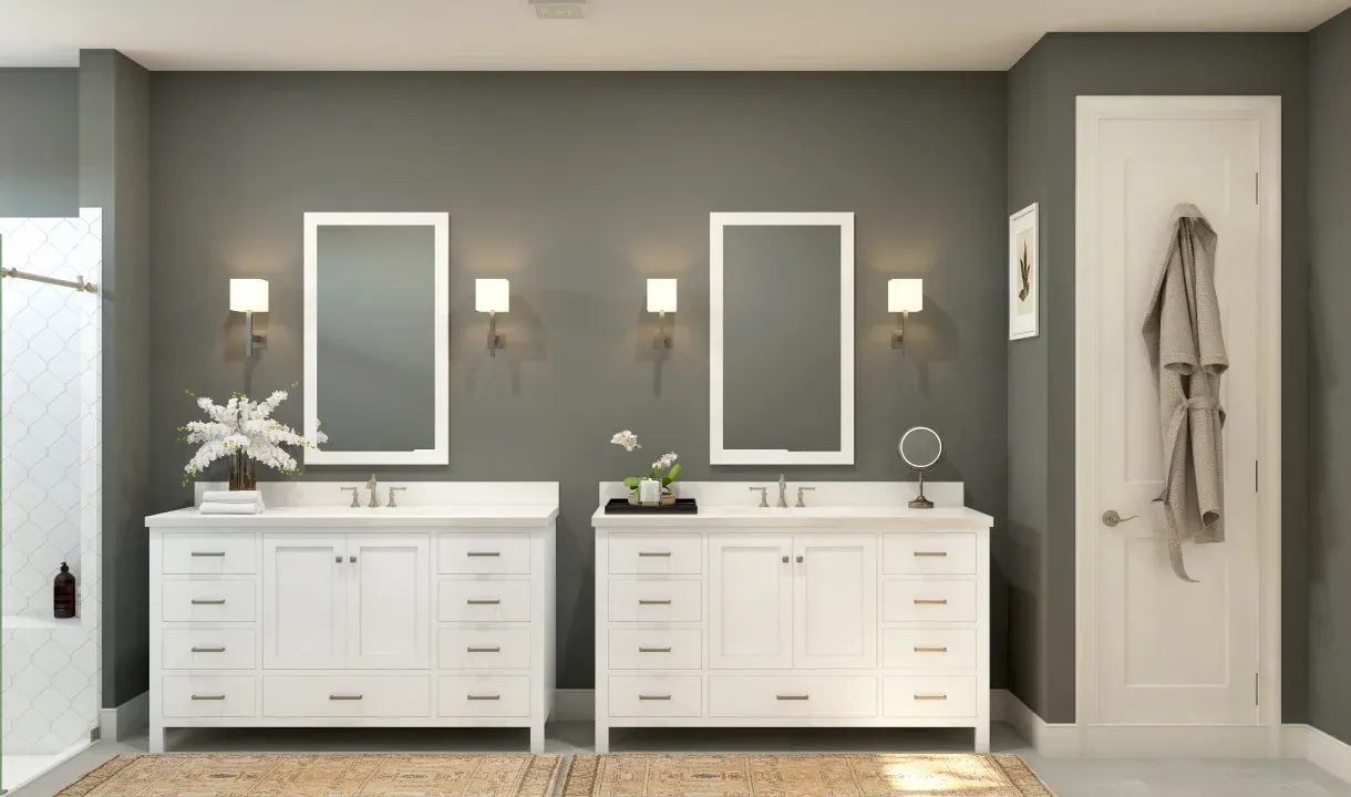 Primary bath with dual vanities