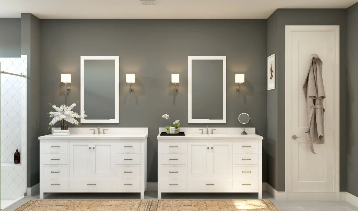 Primary bath with dual vanities