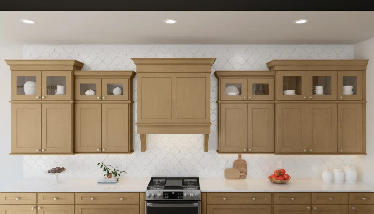 Kitchen with ceramic tile backsplash