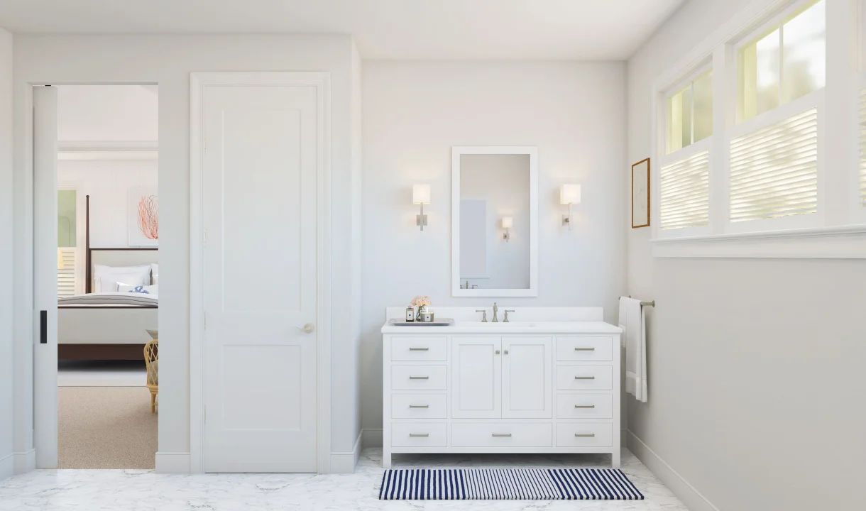 Primary bath with dual vanities