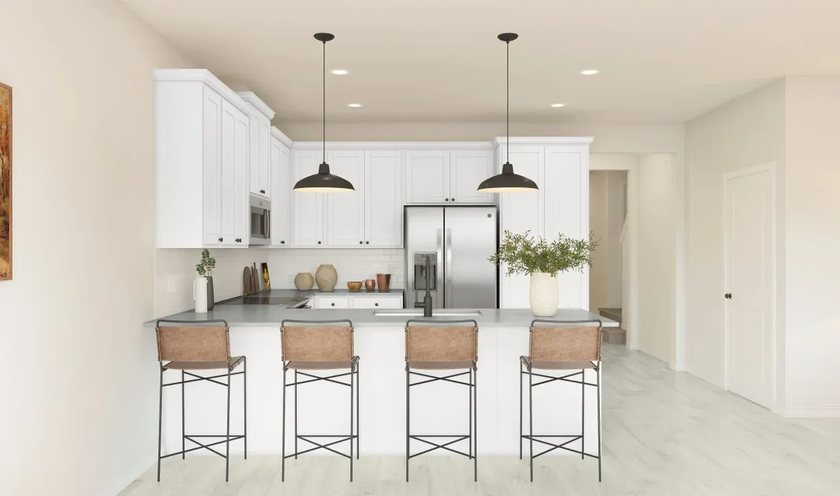 Kitchen with pendant lighting