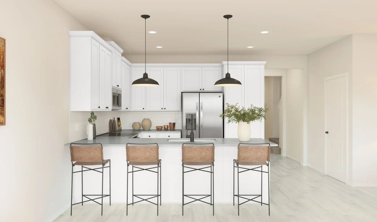 Kitchen with pendant lighting
