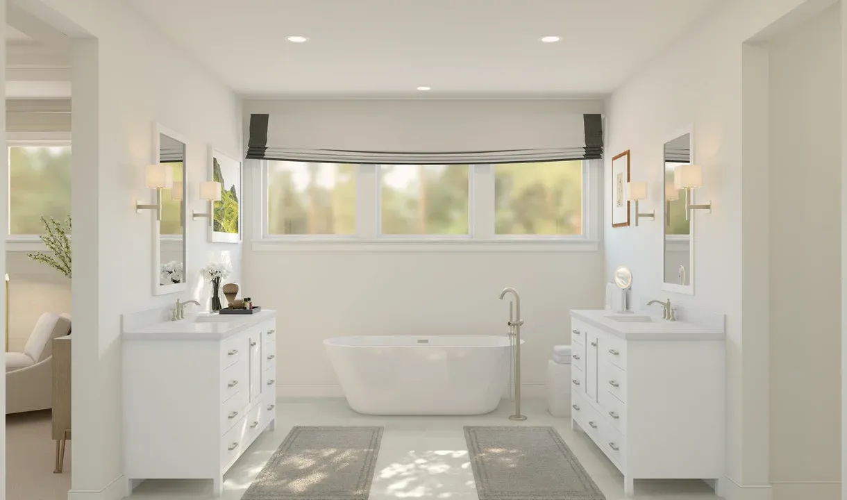 Primary bath with dual vanities & freestanding tub