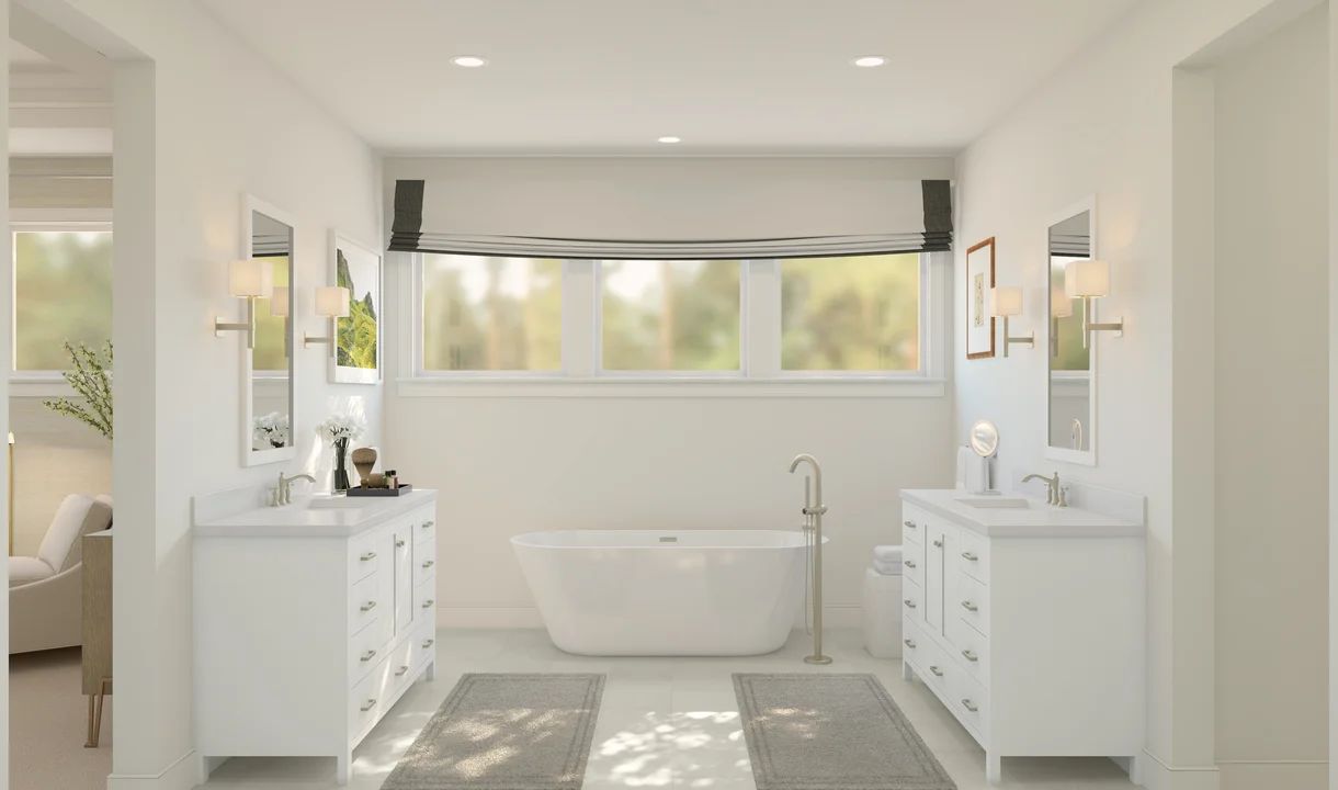 Primary bath with dual vanities & freestanding tub