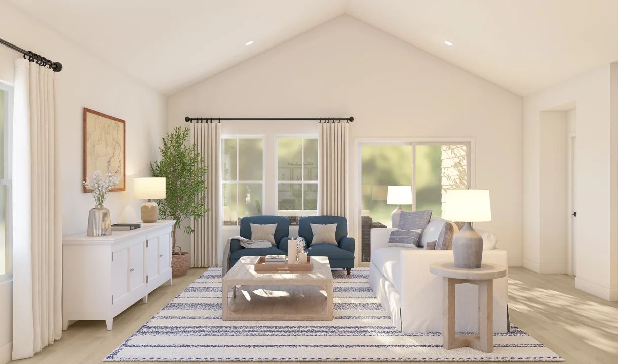 Great room with vaulted ceiling and gorgeous flooring