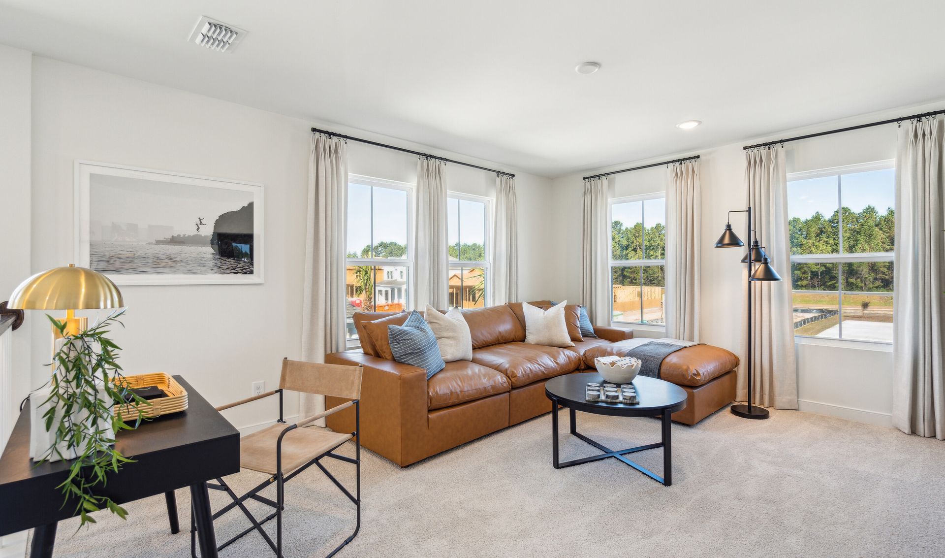 Loft with plush carpeting