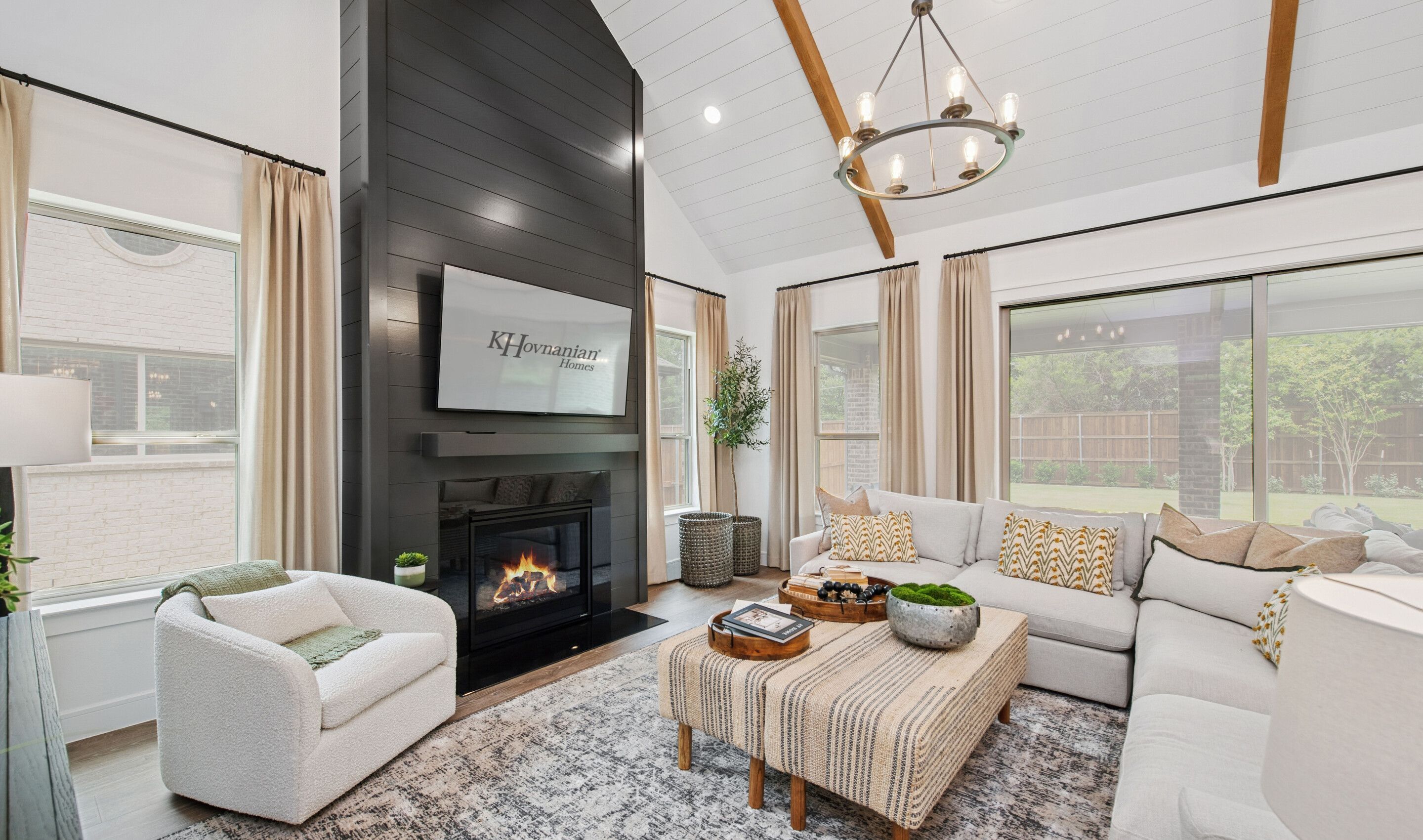 Great room with fireplace