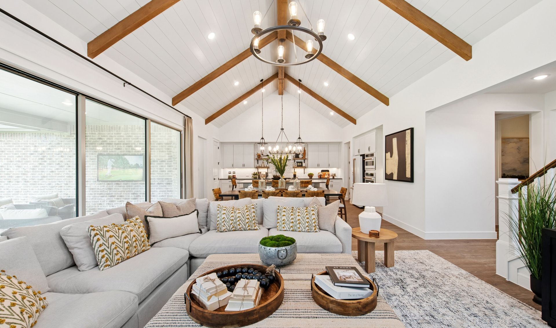 Vaulted ceiling and shiplap in the great room