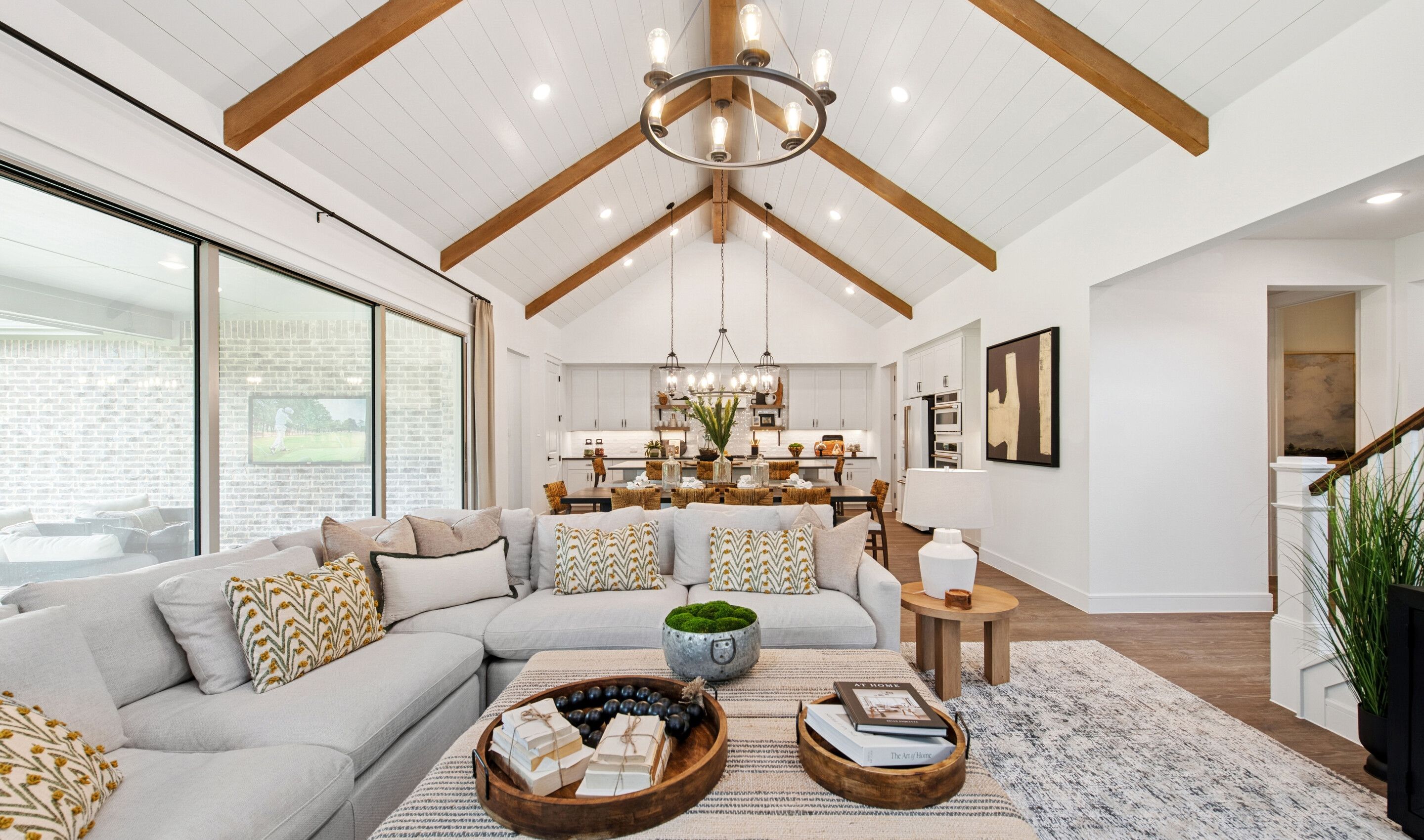 Vaulted ceiling and shiplap in the great room