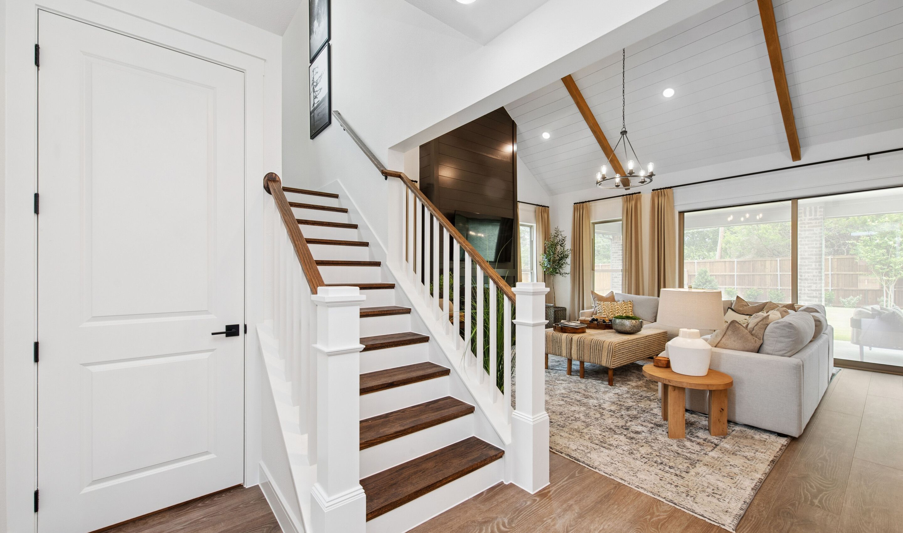 Gorgeous wooden staircase to second floor