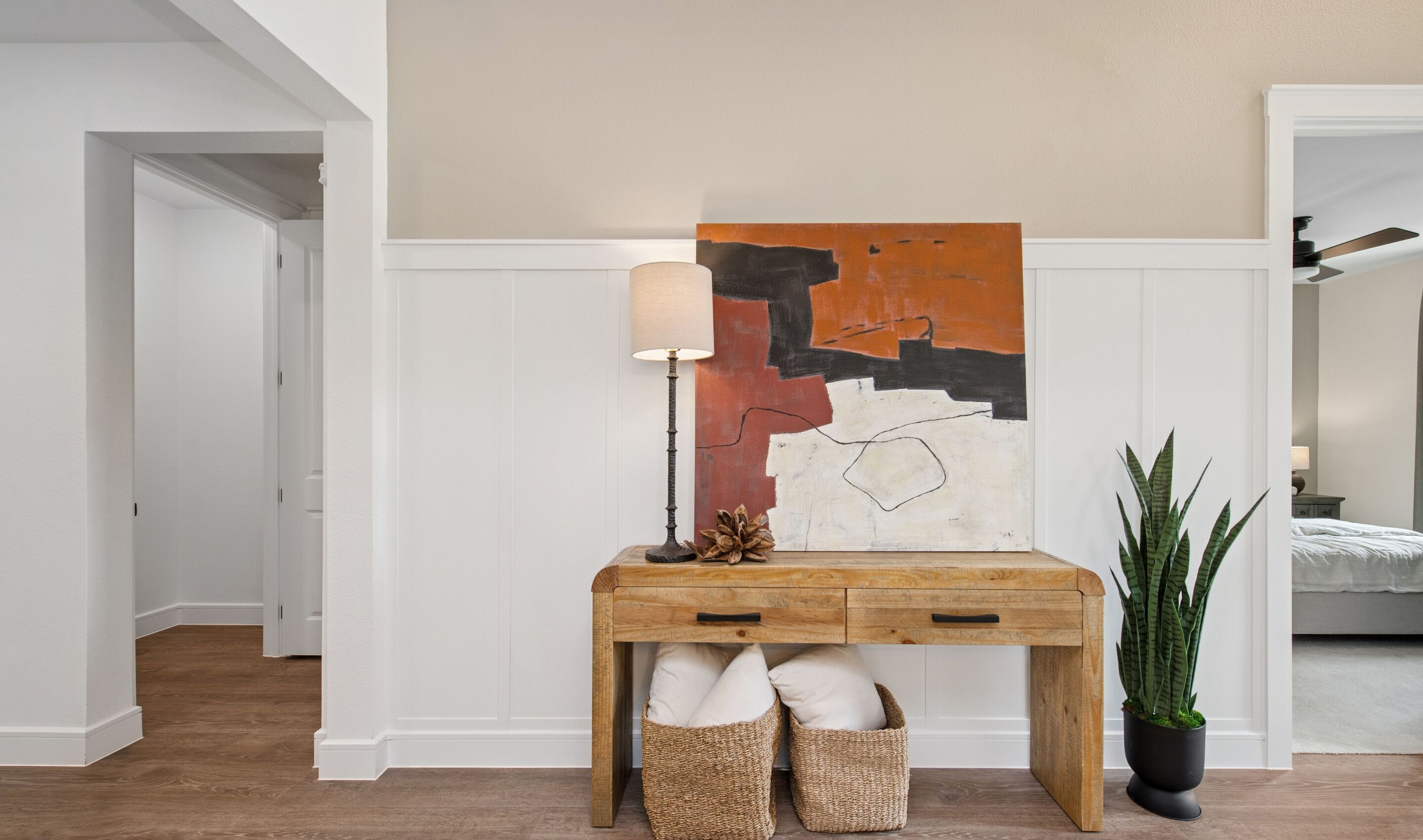Foyer with decorative feature wall