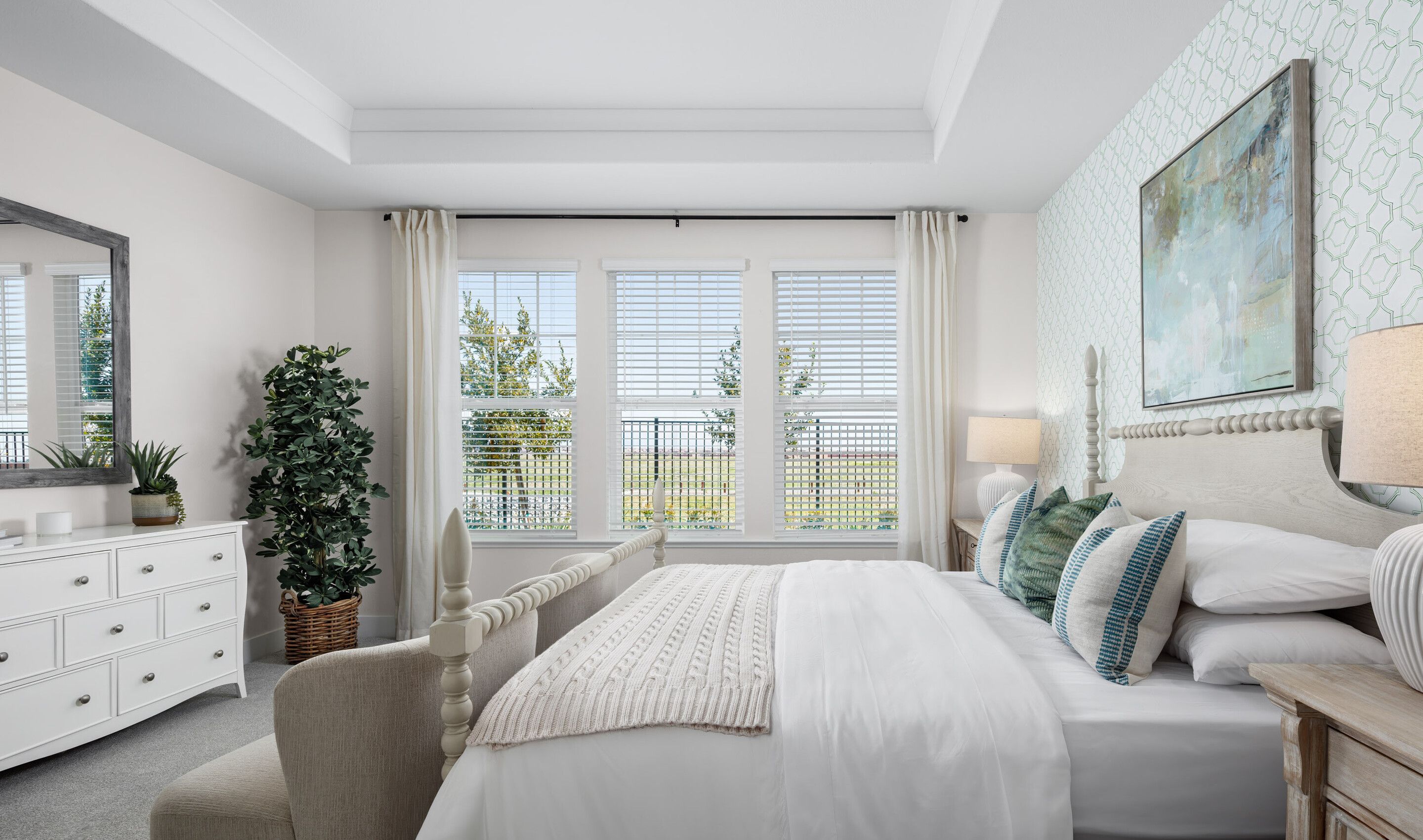 Primary suite with plush carpeting