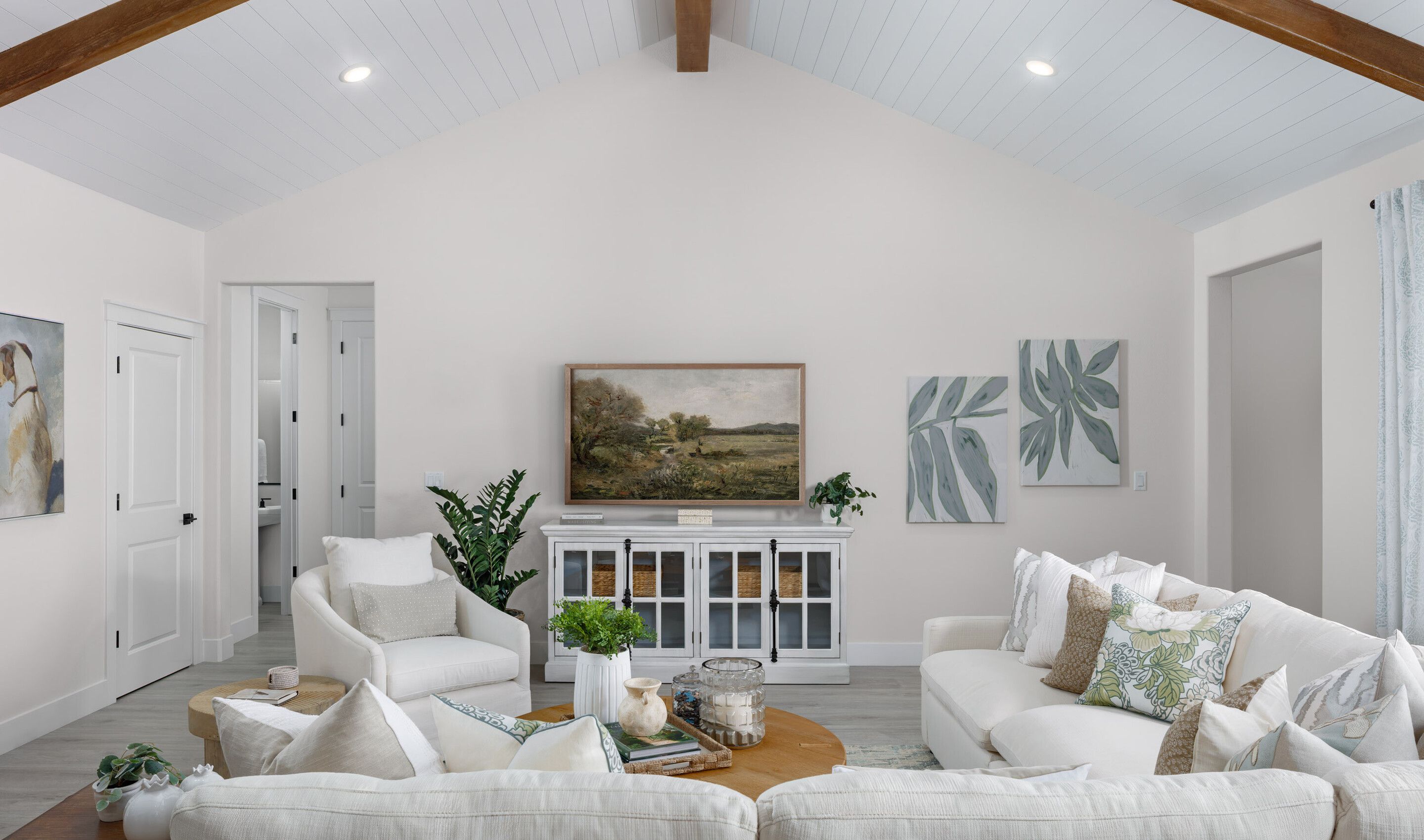 Great room with vaulted ceiling